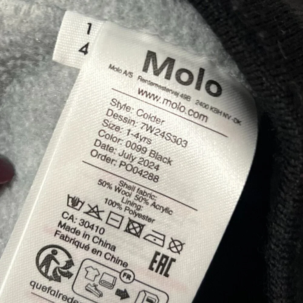 MOLO Kids Colder Star-intarsia Beanie In Black Grey Size 1-4 Years Wool Blend